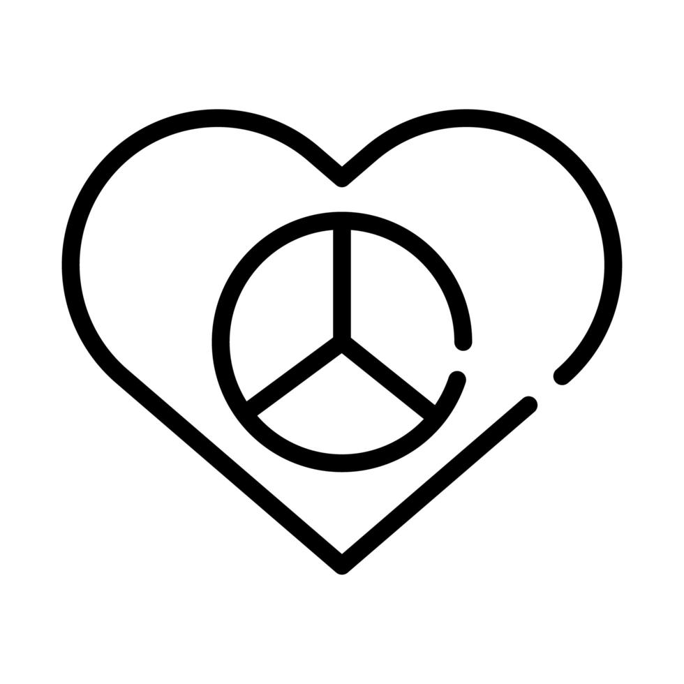 vrede en liefde symbool in hart lijn stijlicoon vector