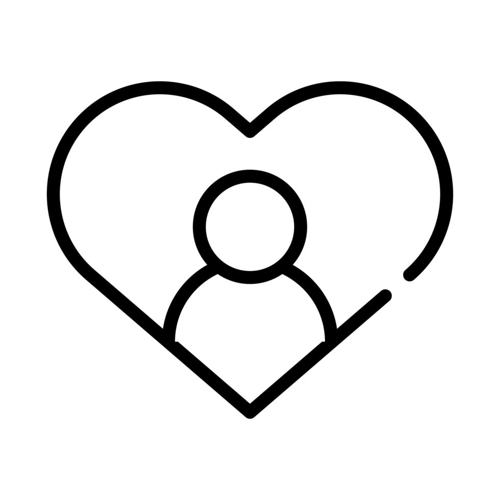 hart liefde symbool met gebruikerslijn stijlicoon vector