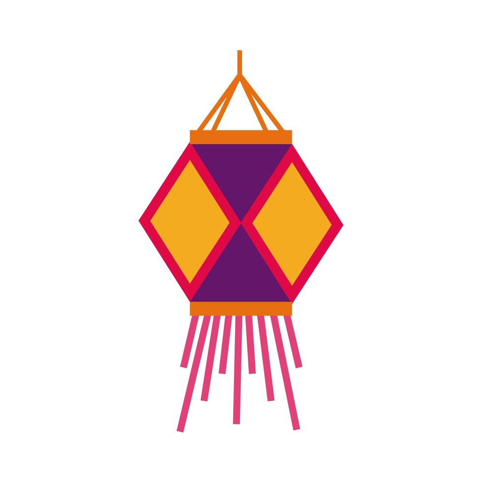 diwali papieren lamp decoratie vlakke stijl vector