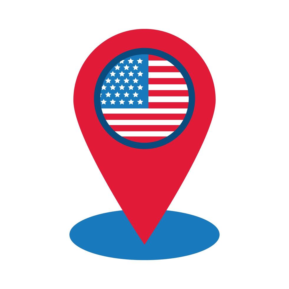 usa verkiezingen vlag in pin locatie platte stijlicoon vector