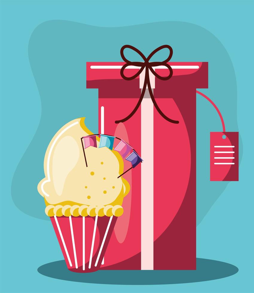 verjaardag cupcake cadeau vector