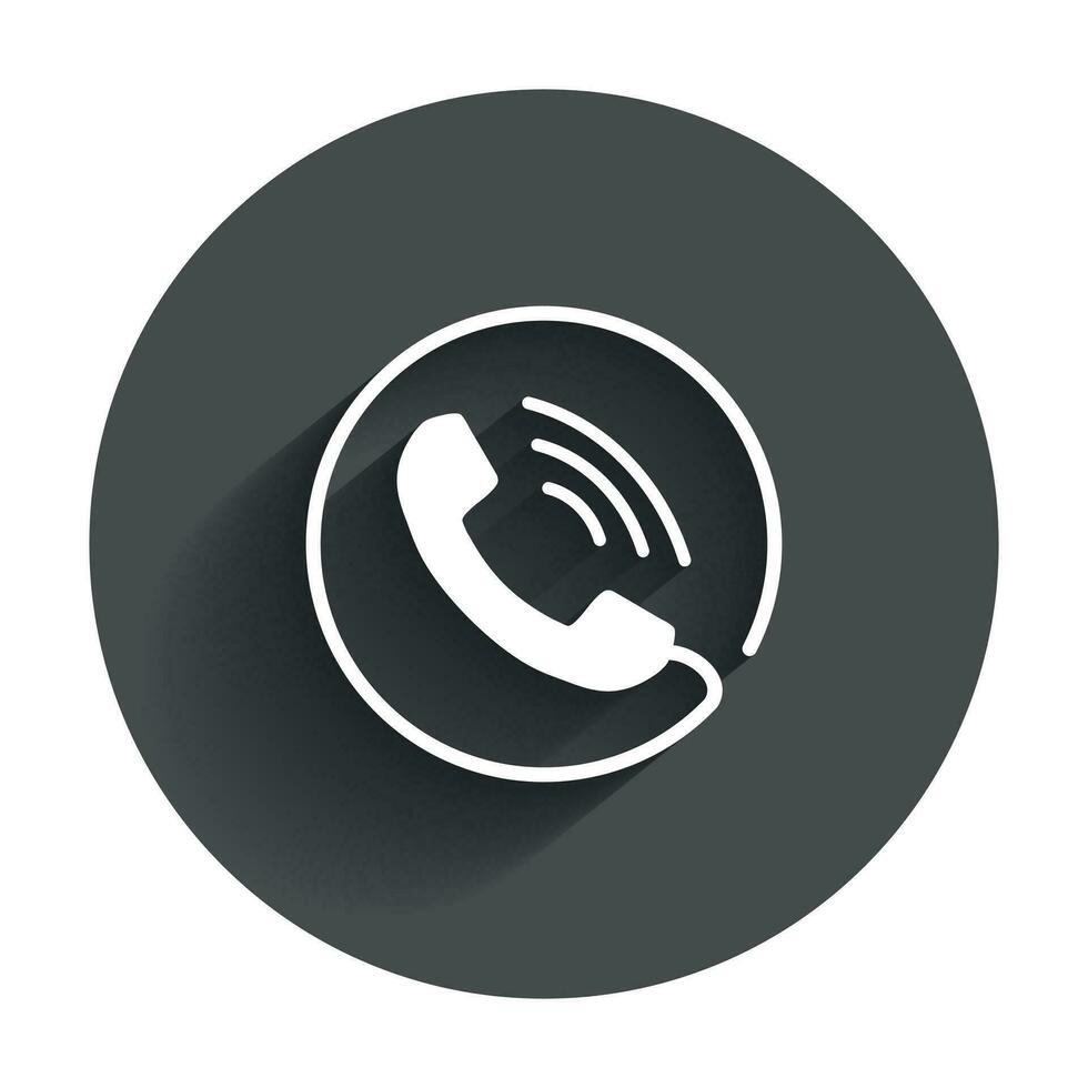 telefoon icoon vector, contact, ondersteuning onderhoud teken. telefoon, communicatie icoon in vlak stijl met lang schaduw. vector