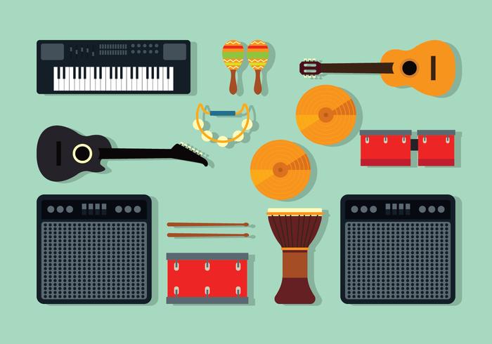 Muziekinstrumenten Knolling vector