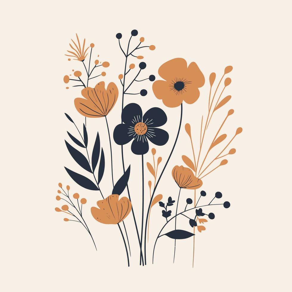 bloem illustraties met dun stam vector