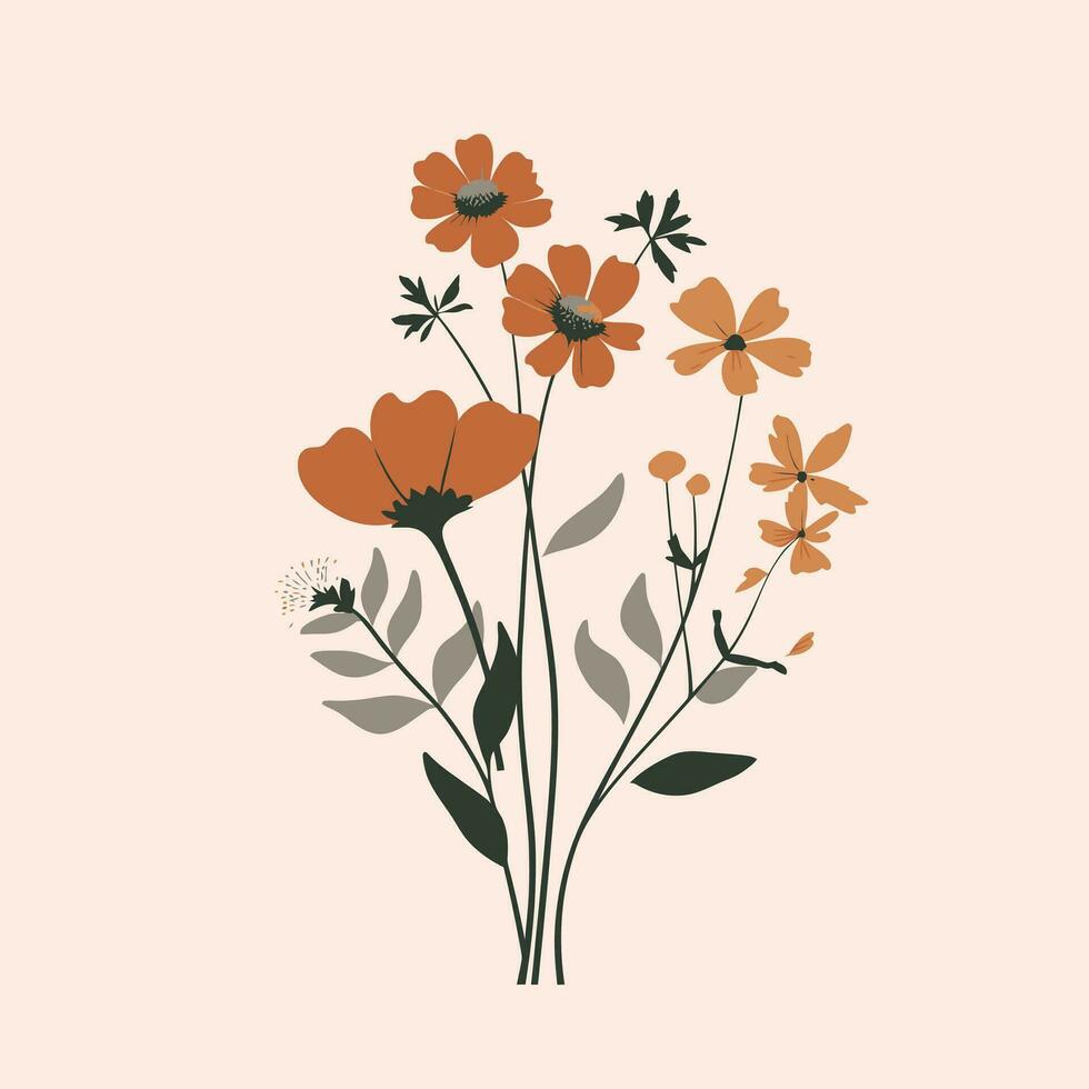 bloem illustraties met dun stam vector