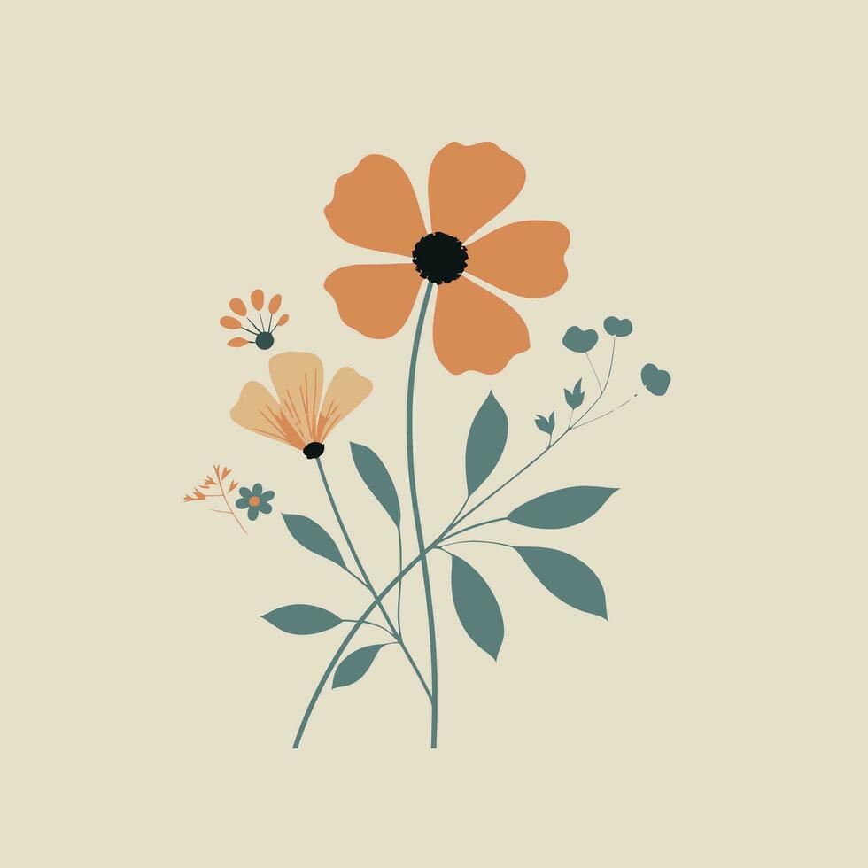 bloem illustraties met dun stam vector