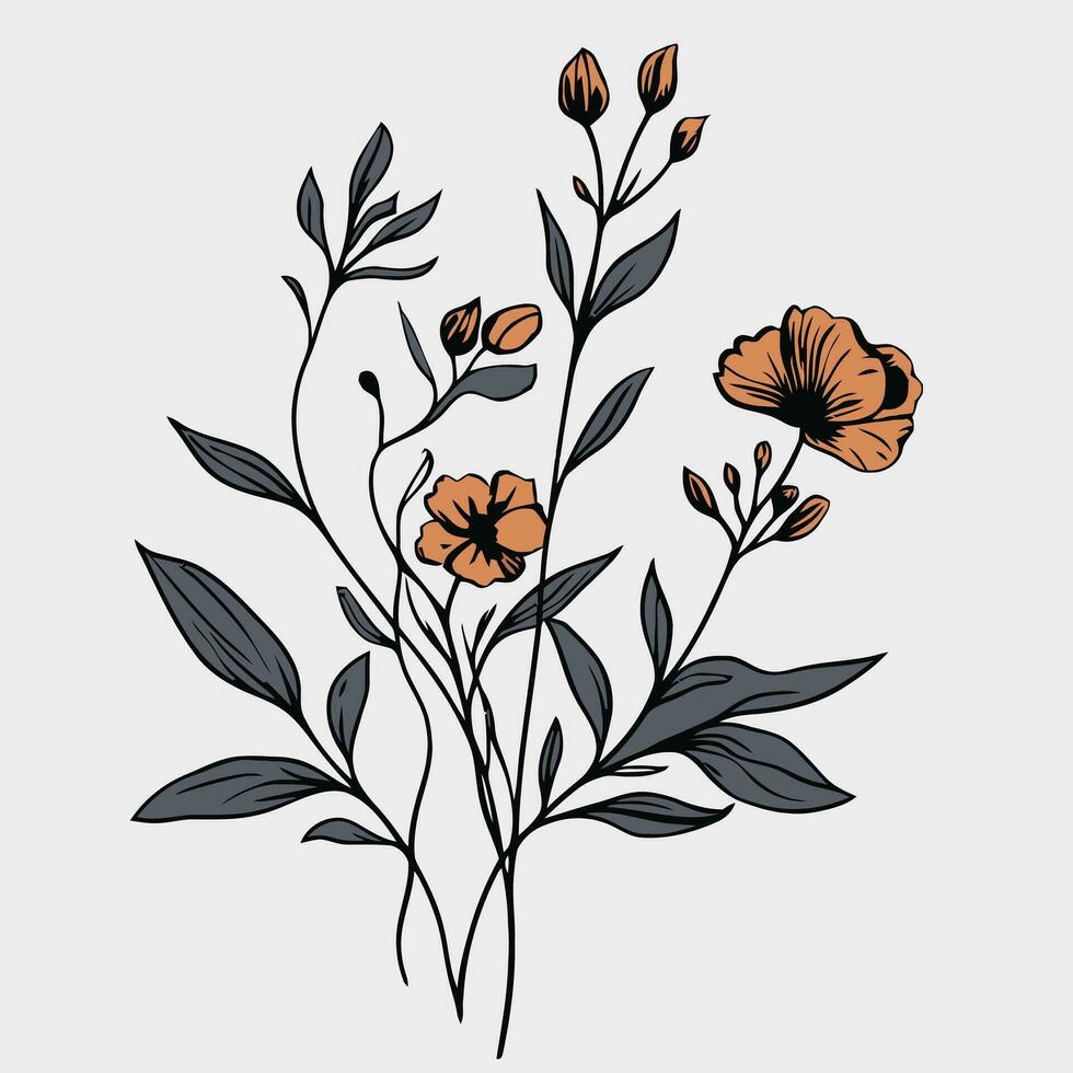 bloem illustraties met dun stam vector