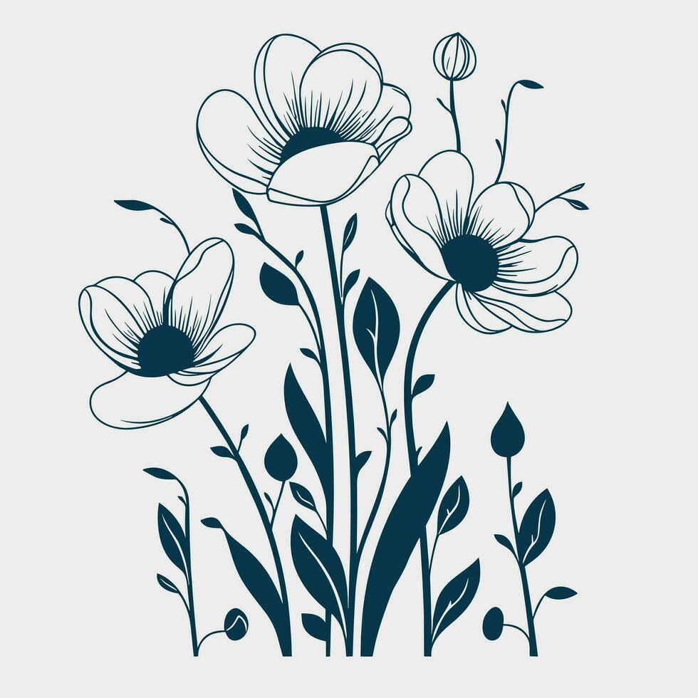 bloem illustraties met dun stam vector