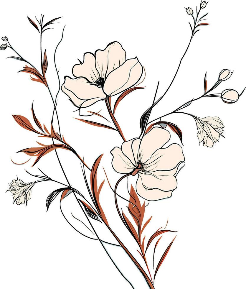 bloem illustraties met dun stam vector