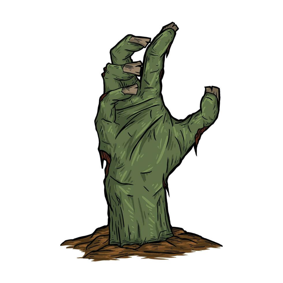 Hallo stijgende lijn zombie hand- vector