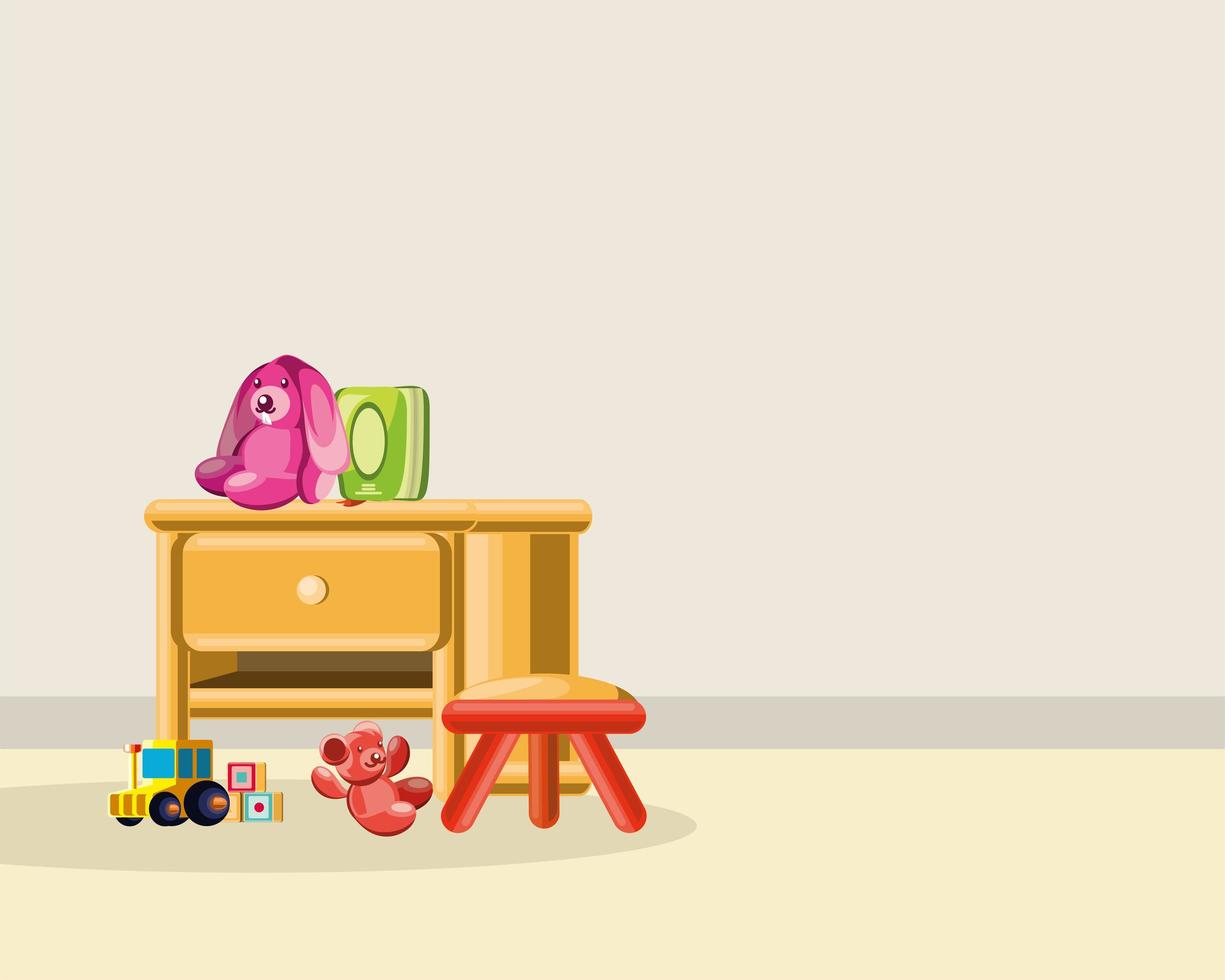 kinderkamer meubels speelgoed vector