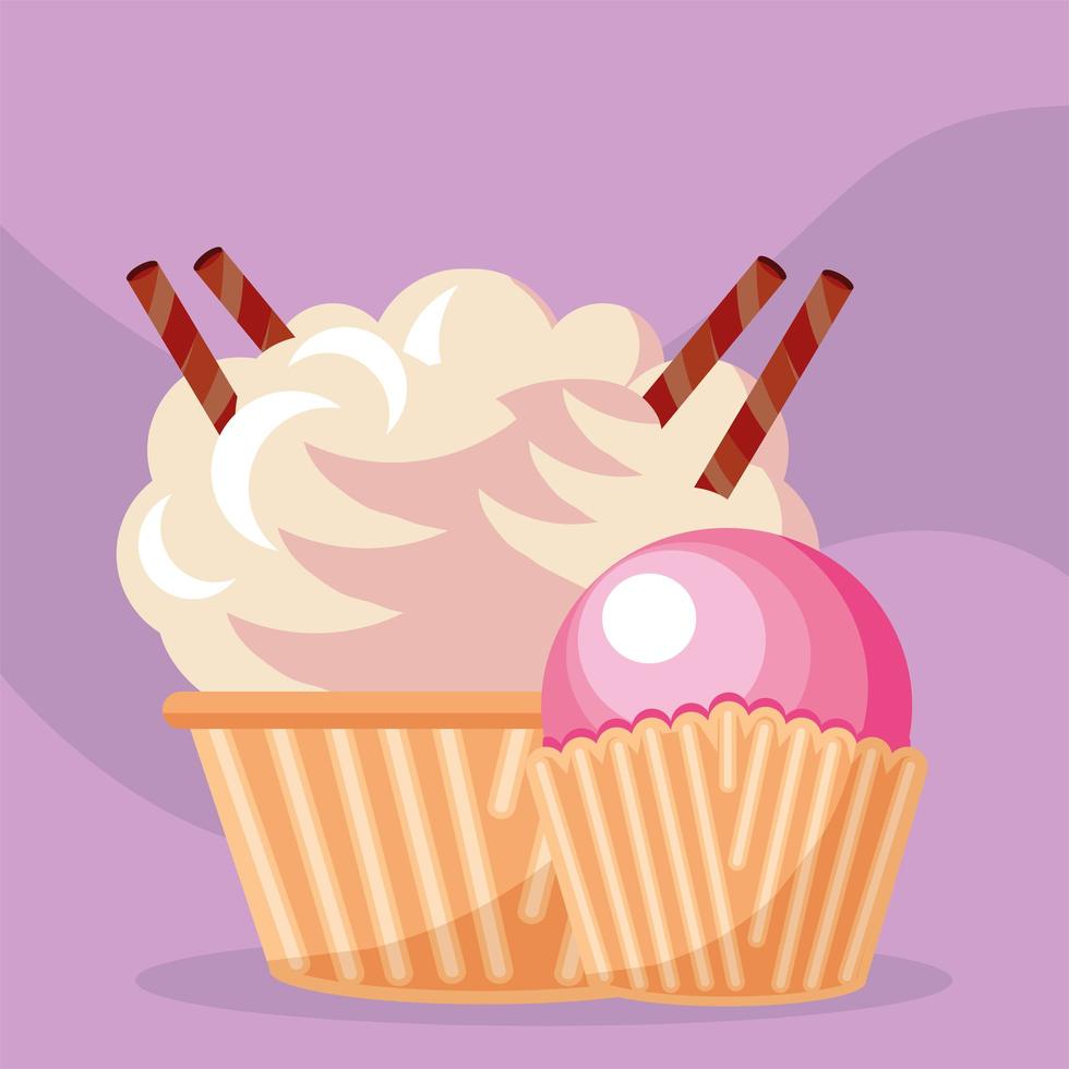 dessert cupcake crème vector