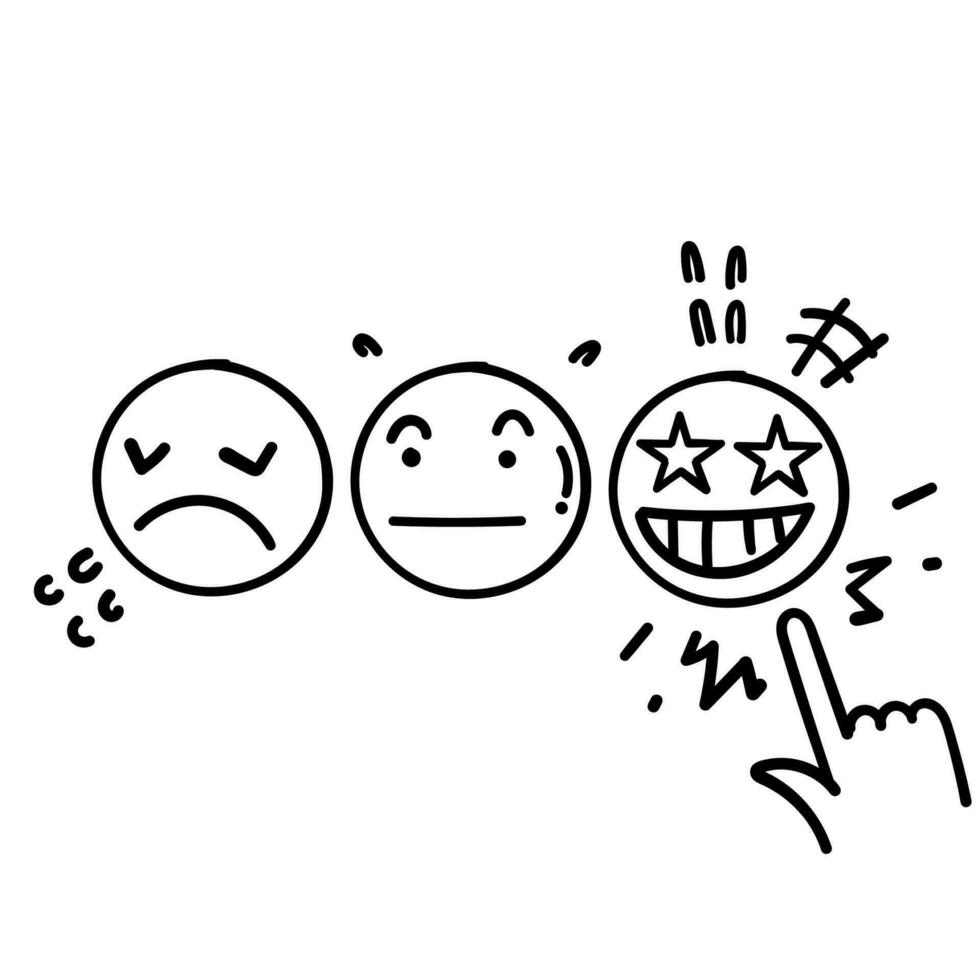 hand- getrokken tekening gelukkig klant keuze emoticon illustratie vector