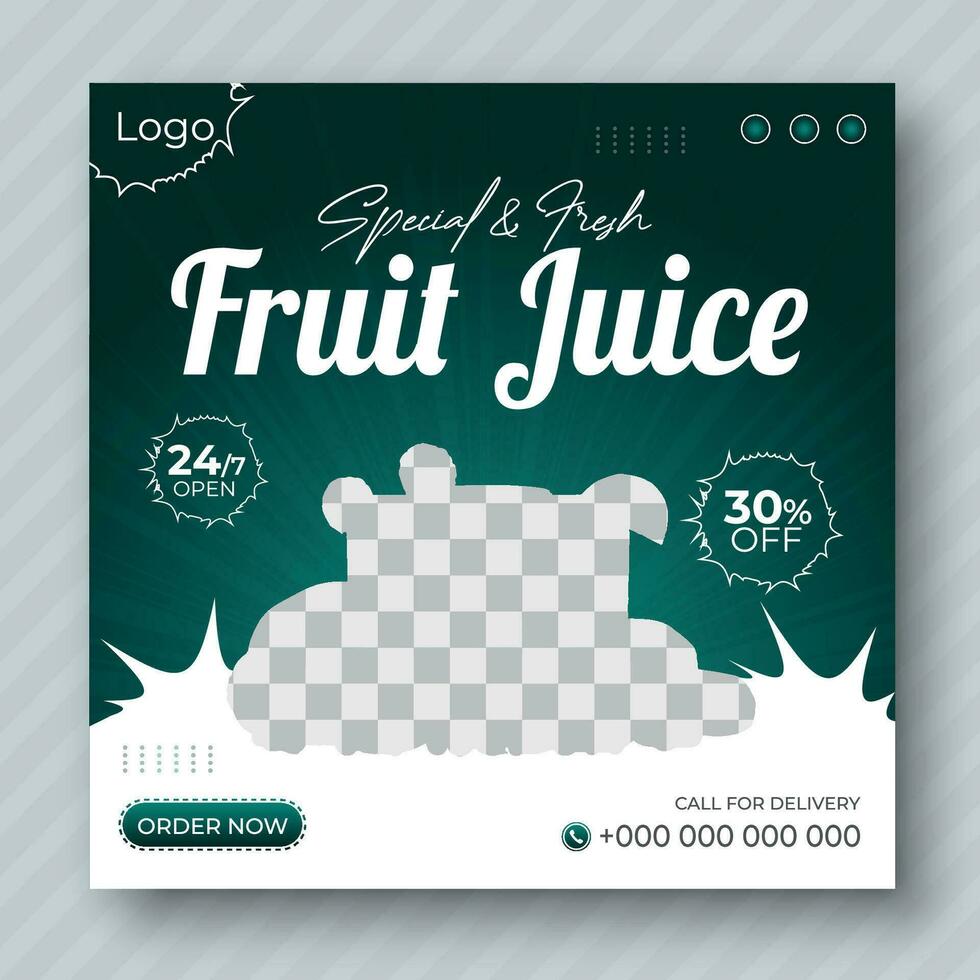 fruit sap sociaal media post ontwerp sjabloon voor uw restaurant vector