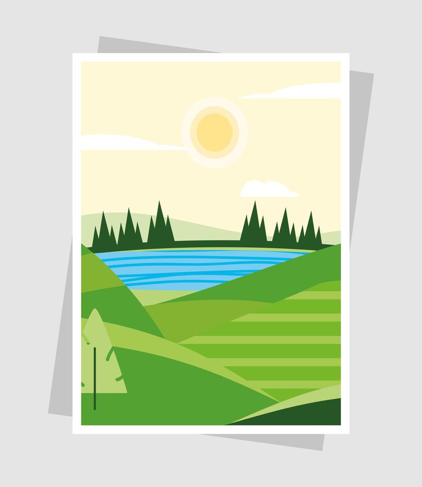 landschap heuvel meer vector