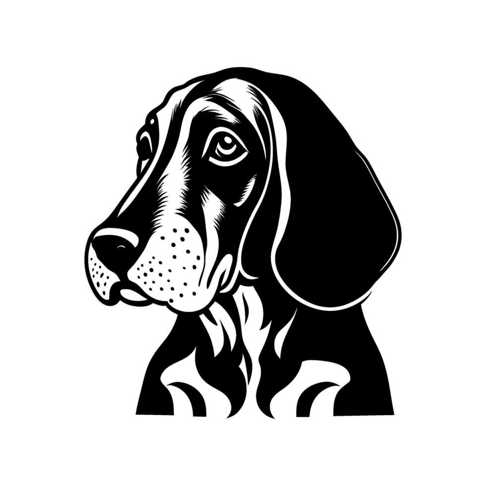 schattig zwart inkt bloedhond hond portret vector