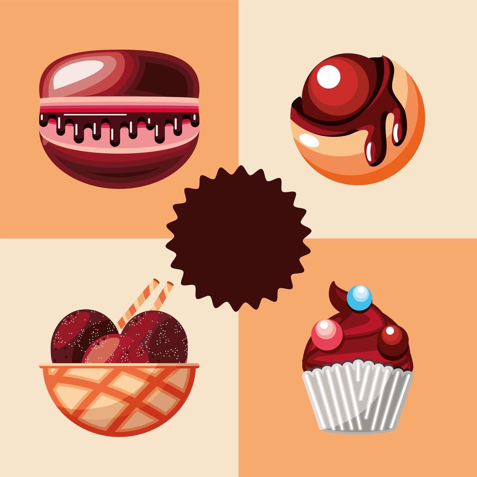 zoetwaren chocolade dessert vector