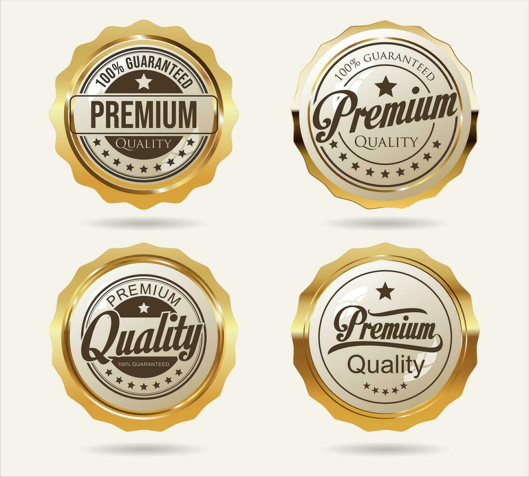 premie kwaliteit gouden etiketten retro wijnoogst ontwerp vector verzameling