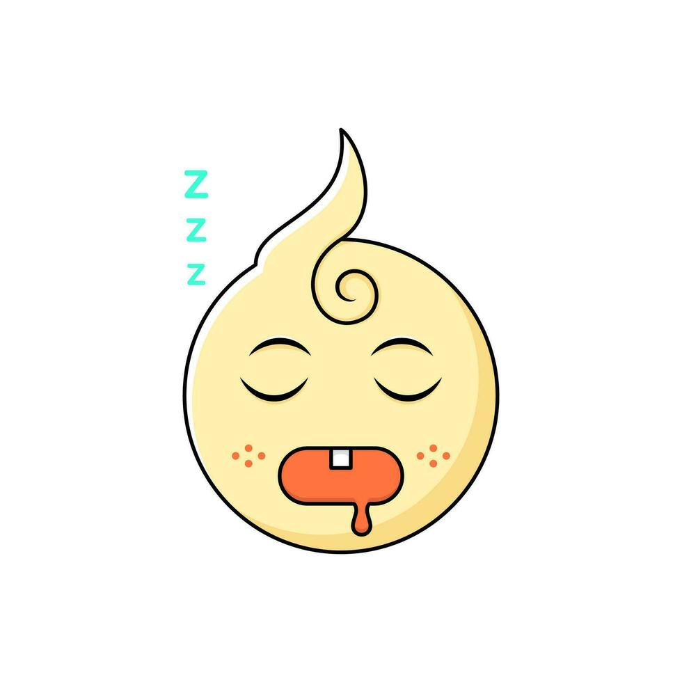 slaap. schattig baby emoticon. kleur, vlak en gemakkelijk schets stijl. gebruikt voor icoon, sticker of logo vector