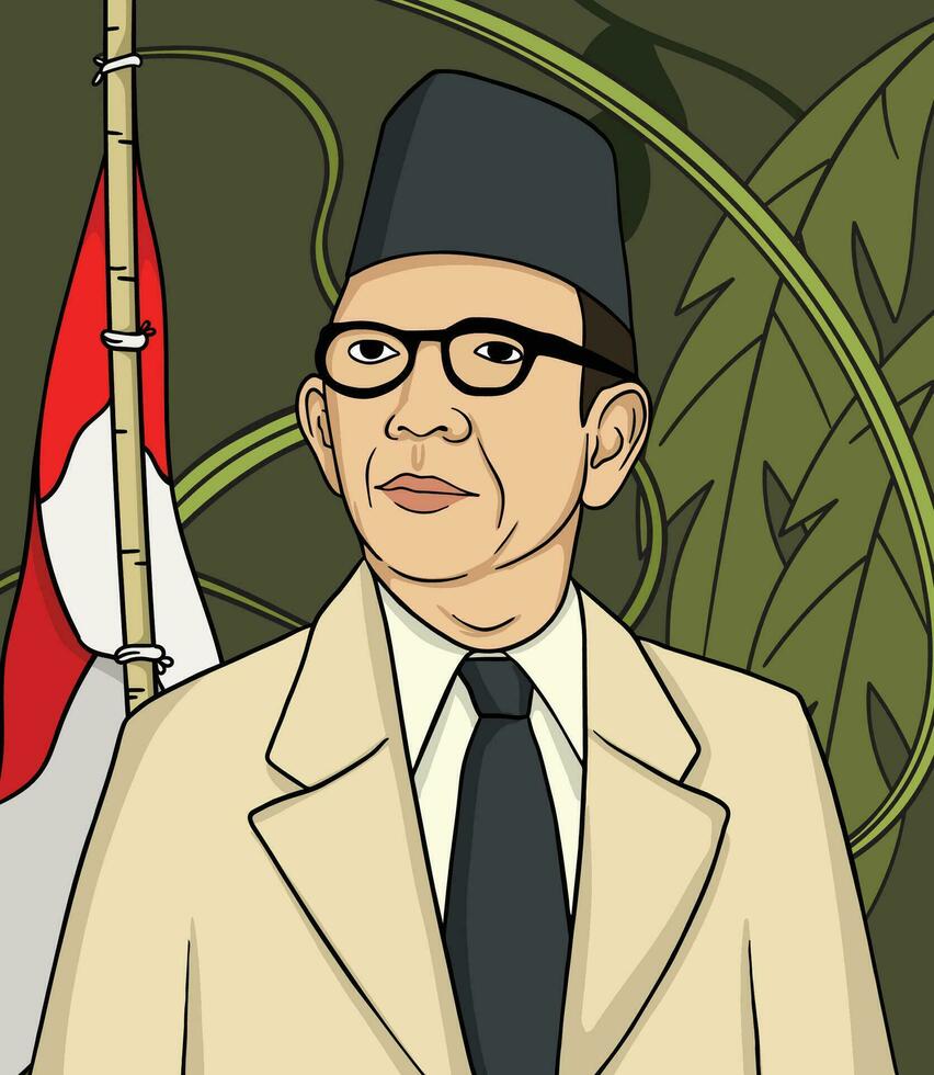 ki hajar dewantara portret illustratie. gelukkig Indonesisch nationaal heroes dag vector