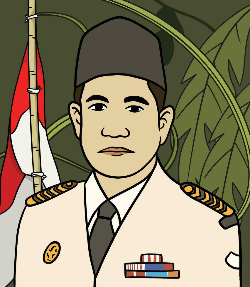 centraal Kalimantan held portret illustratie. gelukkig Indonesisch nationaal heroes dag vector