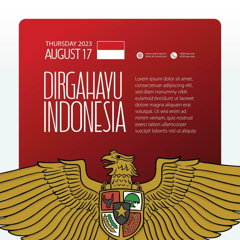 selamat hari kemerdekaan Indonesië. vertaling gelukkig Indonesisch onafhankelijkheid dag illustratie sociaal media post vector