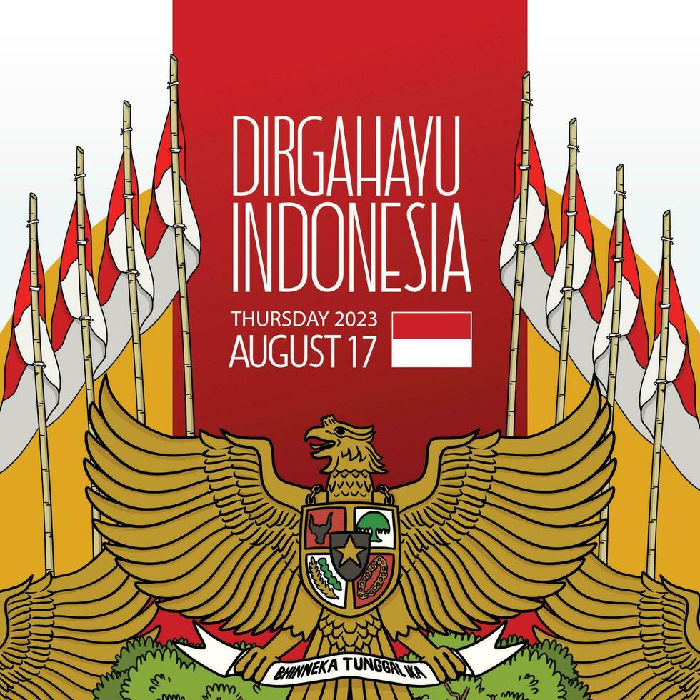 selamat hari kemerdekaan Indonesië. vertaling gelukkig Indonesisch onafhankelijkheid dag illustratie sociaal media post vector