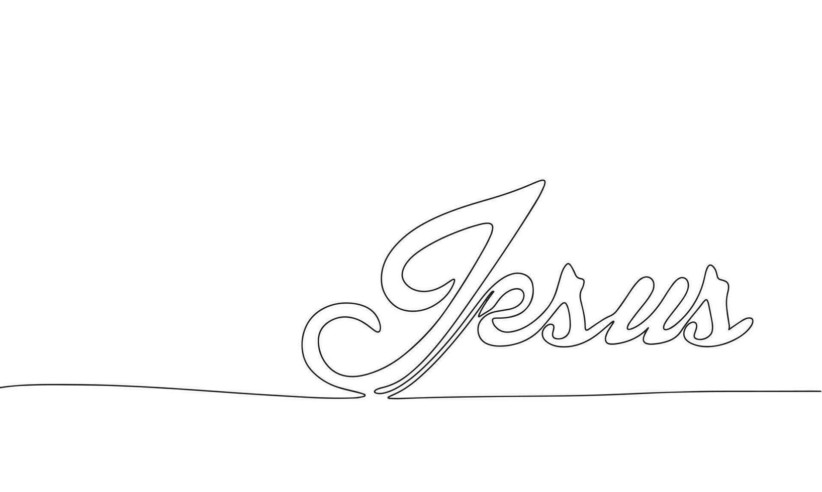 een lijn doorlopend Jezus woord. religie concept banier in lijn kunst hand- tekening stijl. schets vector illustratie.