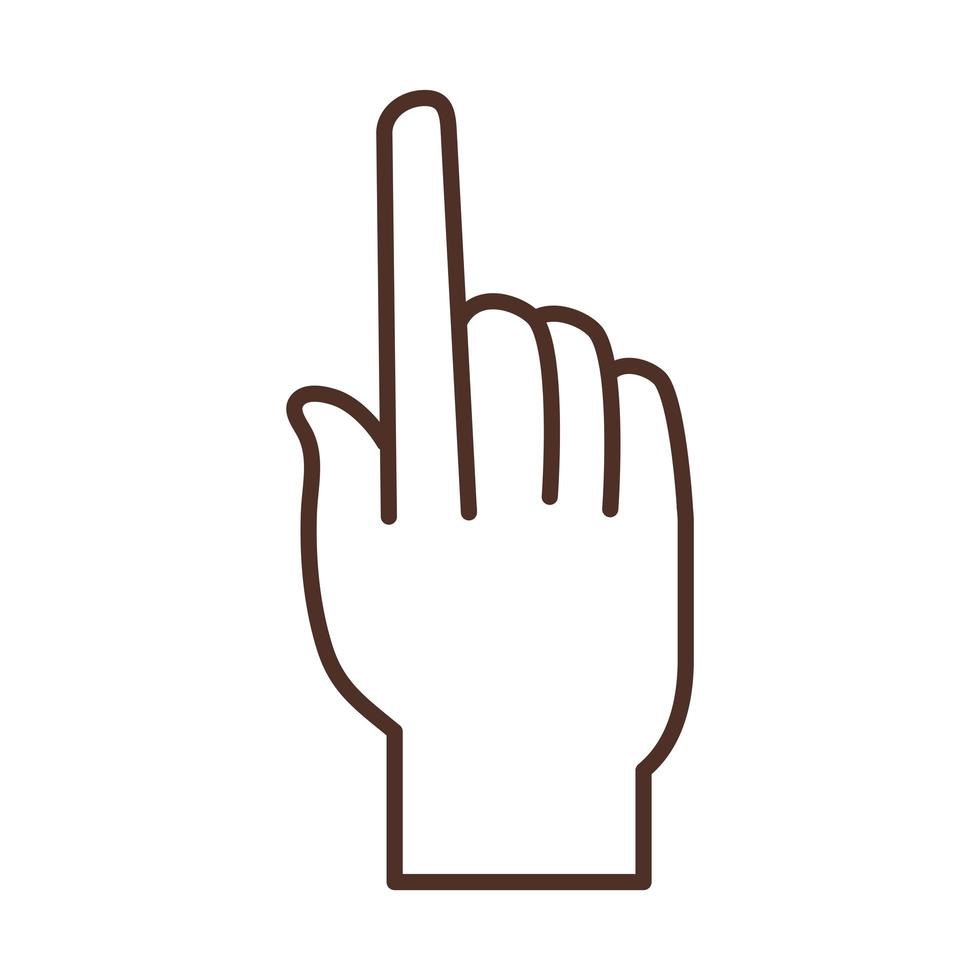 gebarentaal hand index omhoog gebaar lijn icoon vector