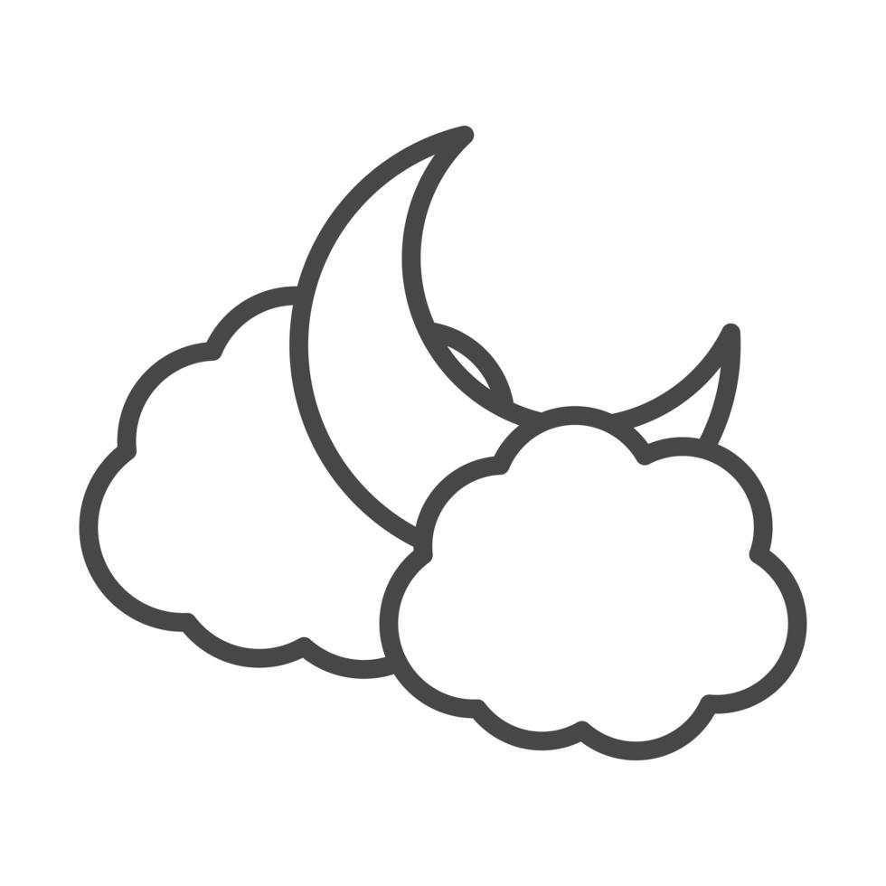 halve maan wolken lucht weer lineair pictogramstijl vector