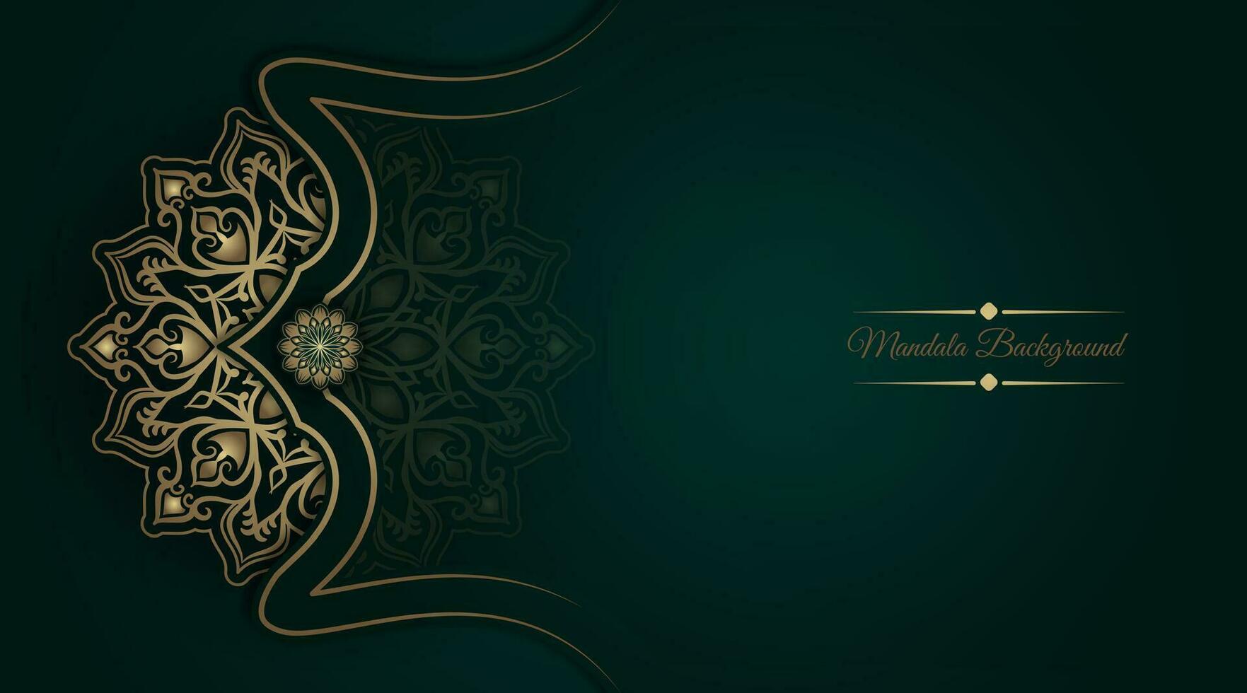 luxe groen achtergrond, met gouden mandala ornament vector