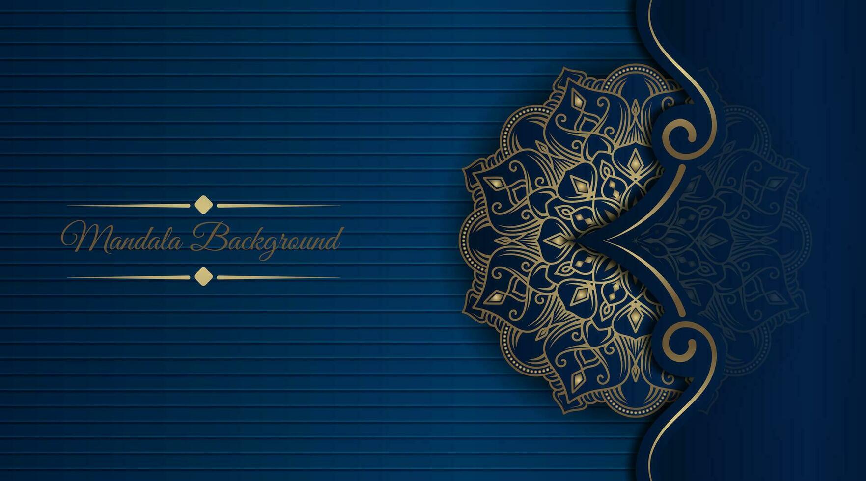 luxe blauw achtergrond, met gouden mandala ornament vector