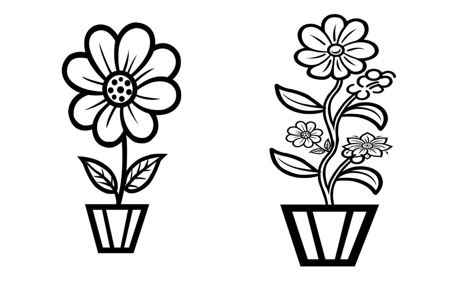 set van zwart-witte bloemen vector