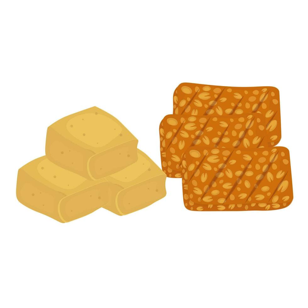 gebakken tofu en tempeh vector illustratie logo