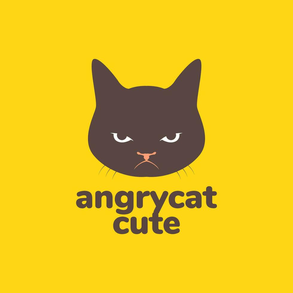 dier huisdieren kat hoofd boos mascotte tekenfilm schattig logo ontwerp vector
