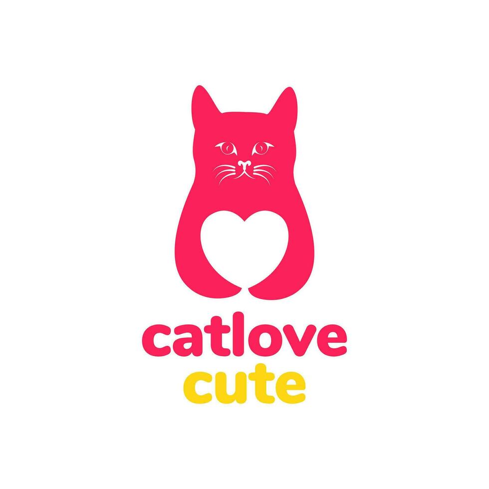 dier huisdieren kat knuffel liefde hart mascotte modern logo ontwerp vector