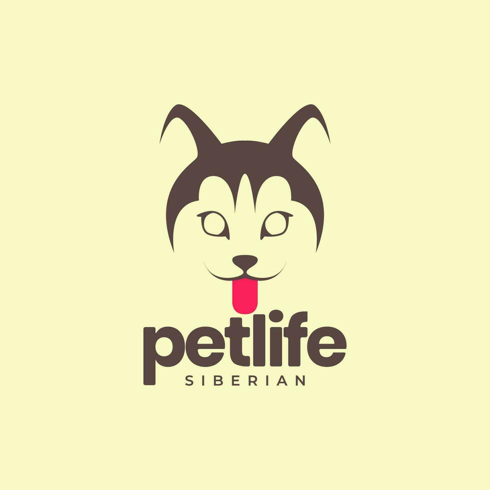 dier huisdieren hond puppy Siberisch schor schattig mascotte glimlach logo ontwerp vector