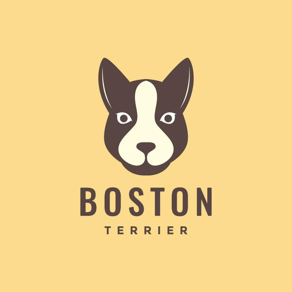 dier huisdieren hond puppy Boston terriër hoofd mascotte tekenfilm schattig logo ontwerp vector