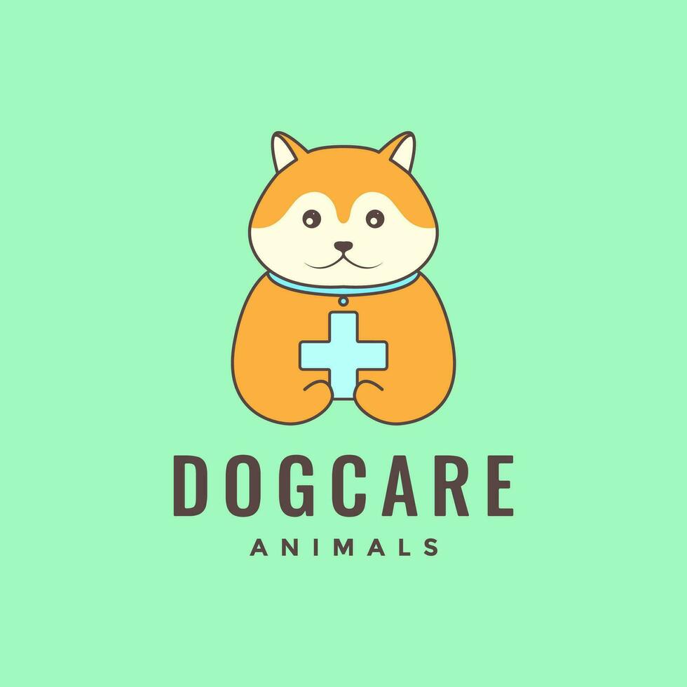 dier huisdieren hond akita inu zorg gezondheidszorg kliniek mascotte logo ontwerp vector