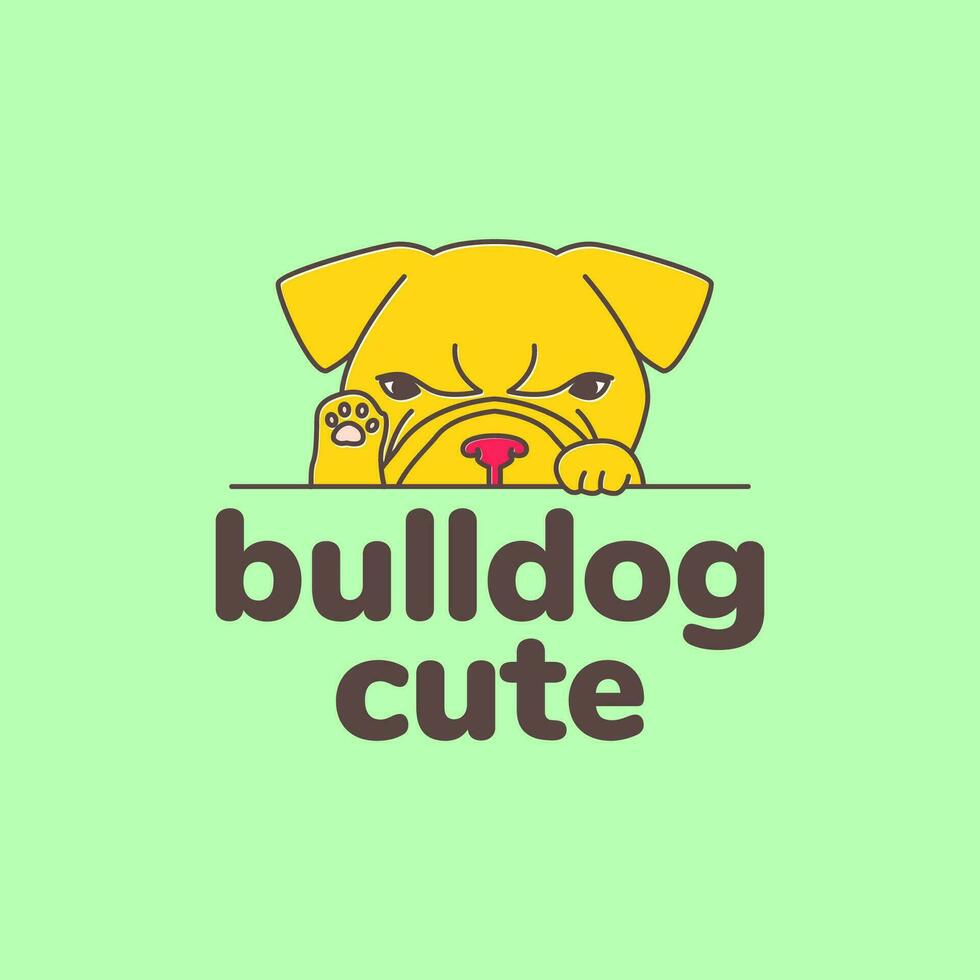 dier huisdieren puppy bulldog boos schattig mascotte logo ontwerp vector