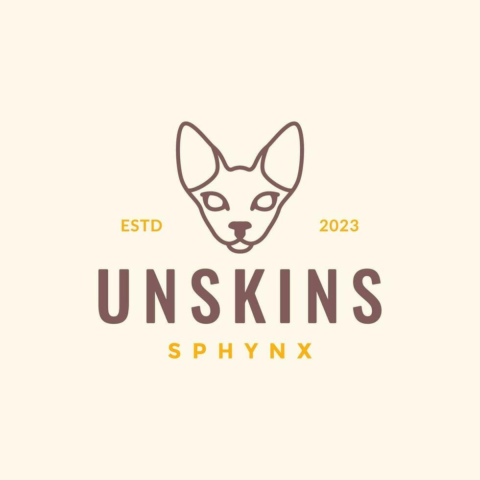 dier huisdieren kat sphynx hoofd lijn kunst gemakkelijk mascotte hipster logo ontwerp vector