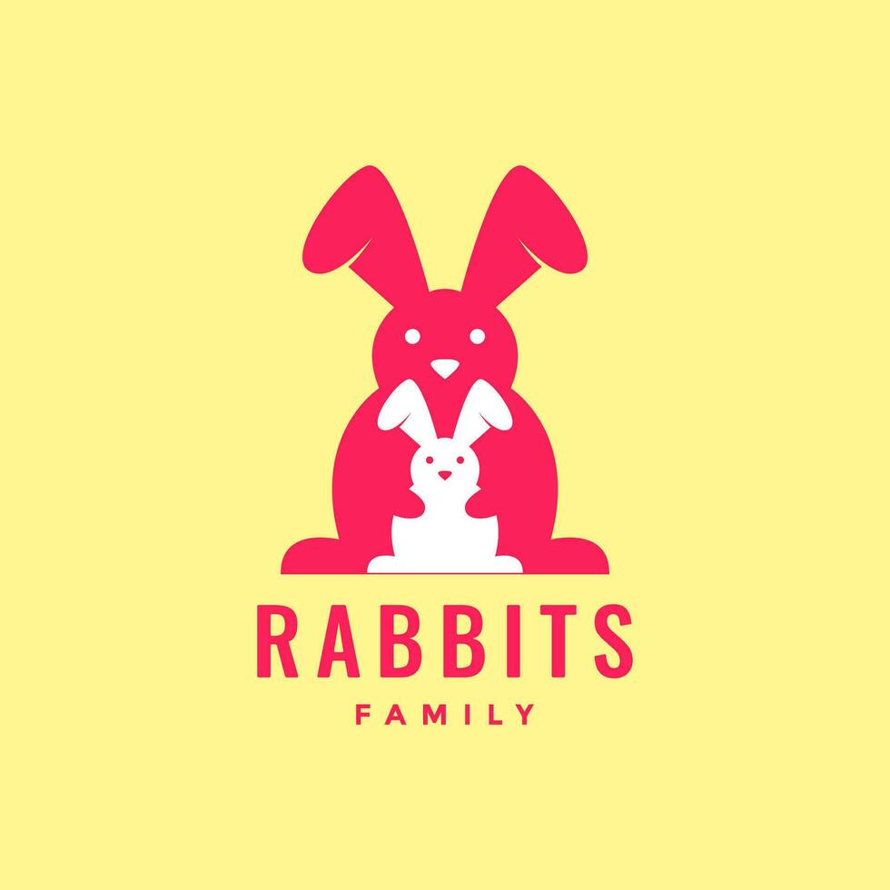 dier huisdieren konijn haas konijn familie schattig mascotte tekenfilm gemakkelijk logo ontwerp vector