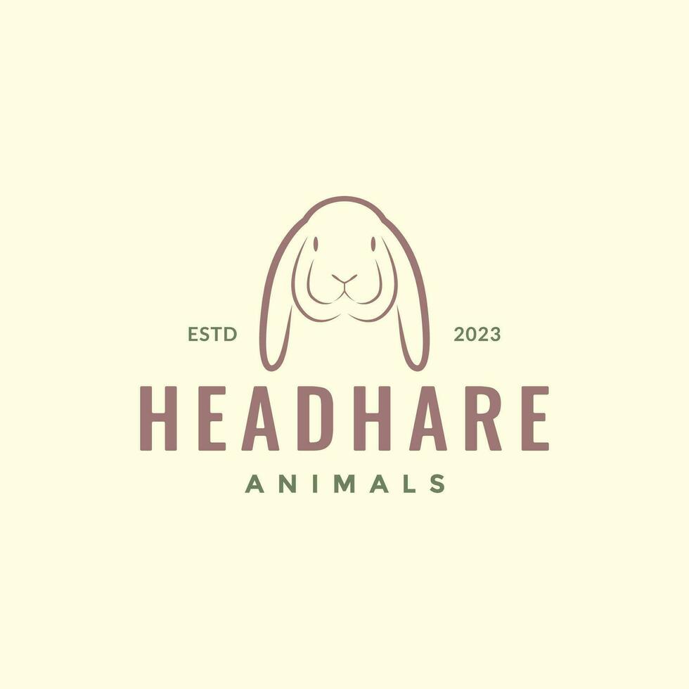 dier huisdieren konijn haas konijn lang oor gemakkelijk hipster mascotte logo ontwerp vector