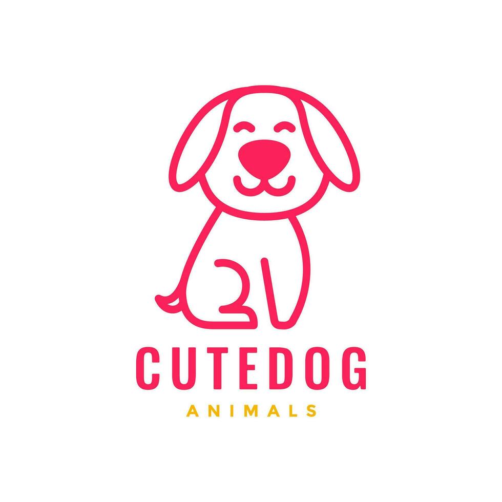 puppy hond huisdieren schattig lijn kunst minimaal modern mascotte tekenfilm logo vector icoon illustratie