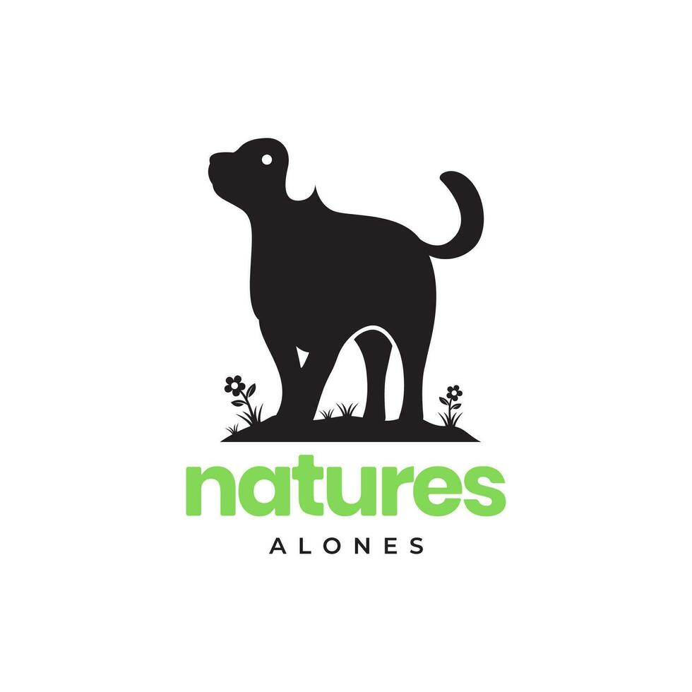 alleen hond huisdieren bloem modern minimalistische mascotte logo vector icoon illustratie