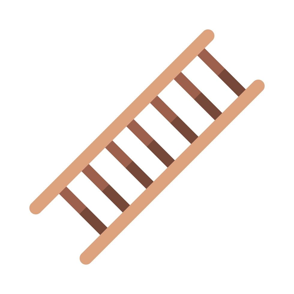 hout ladder apparatuur reparatie bouw platte stijlicoon vector