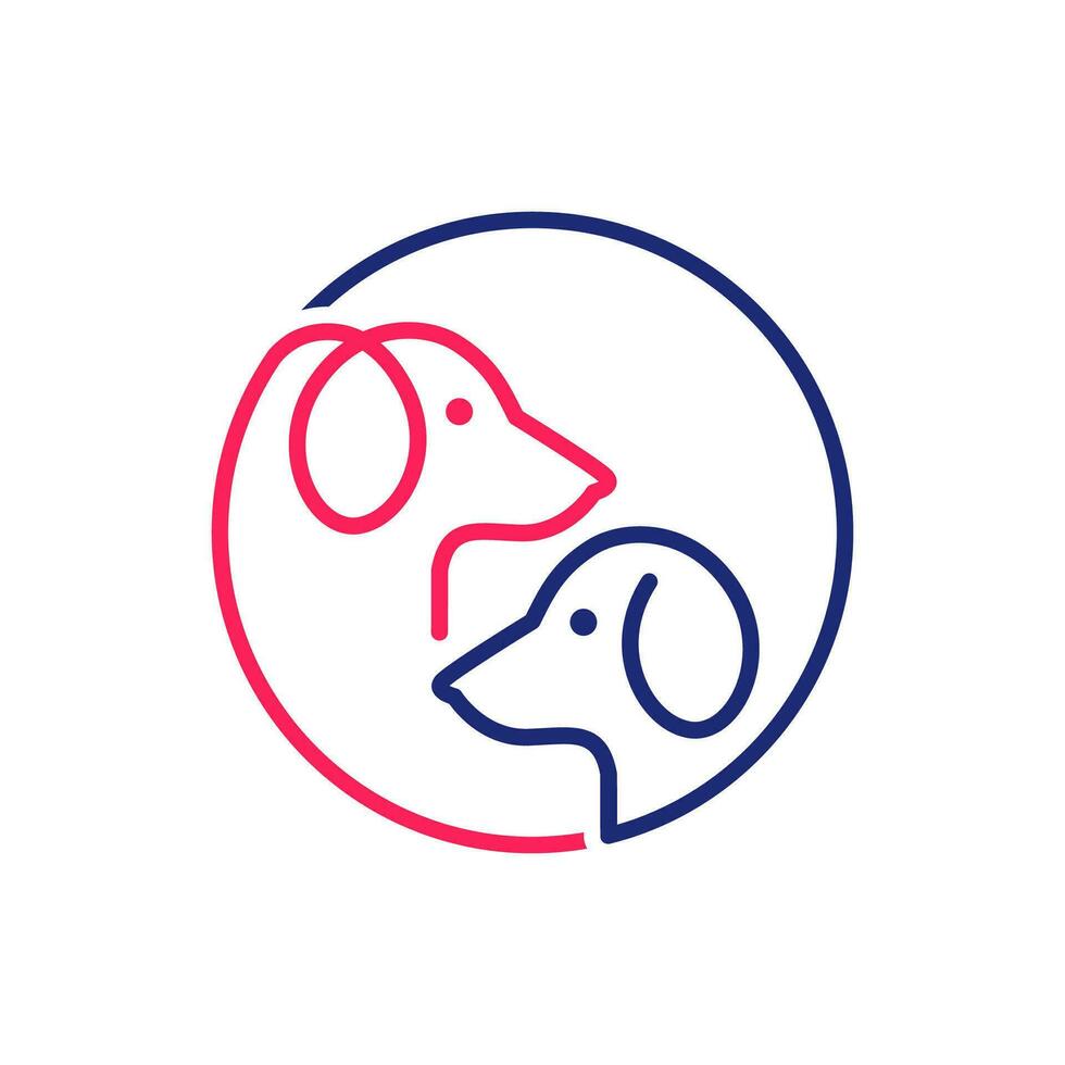 hond vriend huisdieren lijnen cirkel meetkundig gemakkelijk minimaal modern kleurrijk logo vector icoon illustratie