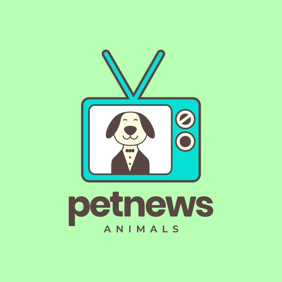 huisdieren nieuws hond informatie televisie kleurrijk modern mascotte logo icoon vector illustratie