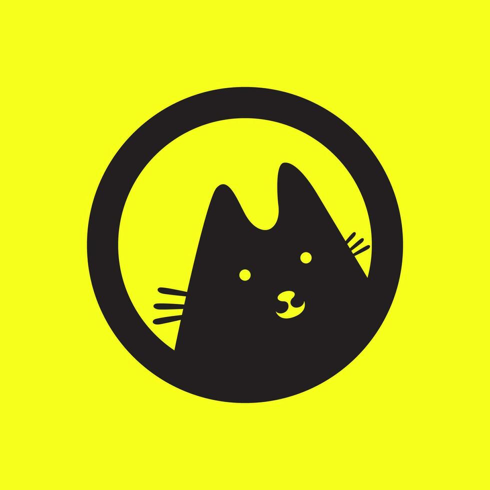 zwart kat huisdieren cirkel modern mascotte schattig gemakkelijk kleurrijk logo icoon vector illustratie
