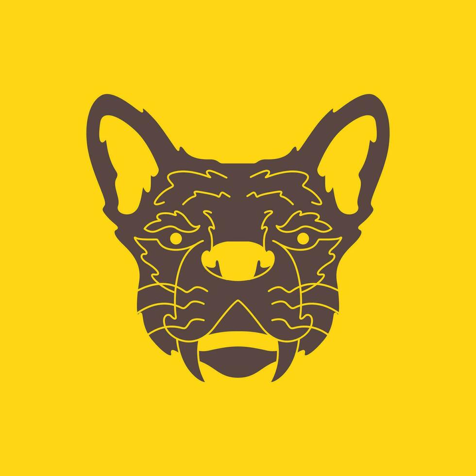 oude tijger oud lang hoektand beest mascotte minimaal wijnoogst hipster gemakkelijk logo vector icoon illustratie